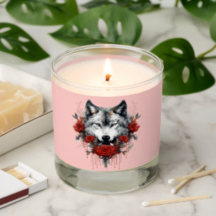 Wolf & Roses on Pink Scented Candle