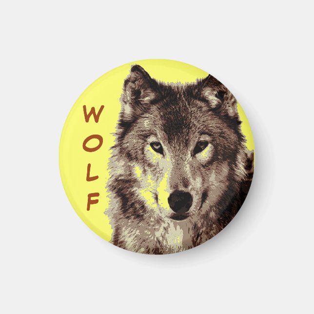 Wolf Round Magnet (Front)