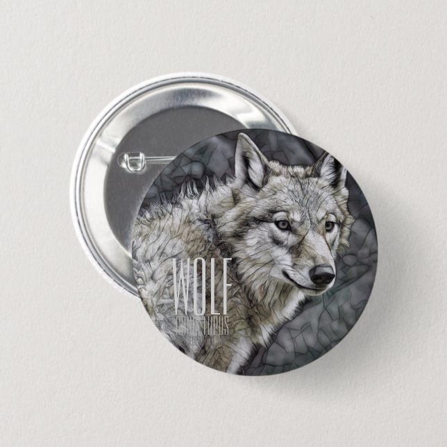 Wolf [Round Tin Badge] Button (Front & Back)