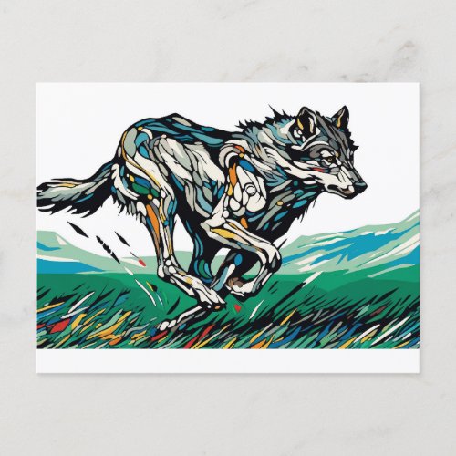 Wolf Running Postcard