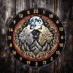 Wolf’s Call Awakens Adventure And Fun Dart Board<br><div class="desc">Invite the wild into your home with this stunning dartboard, featuring a howling wolf set against a backdrop of a golden moon. The artwork captures the essence of adventure and strength, making it the perfect addition to any game room, hunting lodge, or man cave. The combination of red and gold...</div>