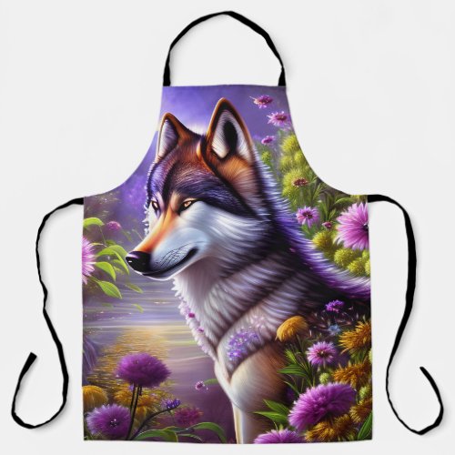 Wolfs Shadow in the Moonlight Apron