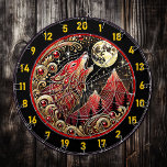 Wolf’s Spirit Lights Up The Game Dart Board<br><div class="desc">Capture the untamed beauty of the wilderness with this striking dartboard featuring a howling wolf beneath a glowing moon. The artwork, rich in red and gold tones, embodies the power, freedom, and spirit of the wild, making it a perfect addition to your man cave, hunting lodge, or fishing retreat. Its...</div>