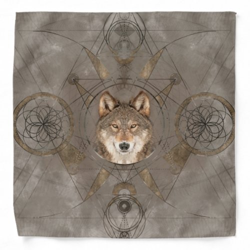 Wolf Sacred Geometry Digital Art Bandana