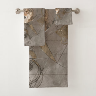 Wolf Sacred Geometry Digital Art Bath Towel Set