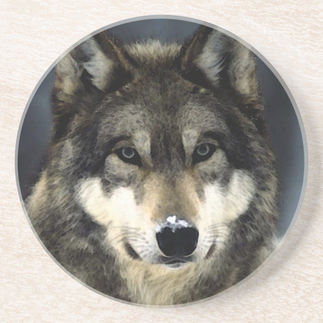 Wolf Sandstone Coaster (Front)