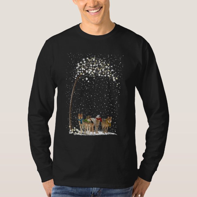Wolf Scarf Winter Christmas Tree Xmas Snowy T-Shirt (Front)