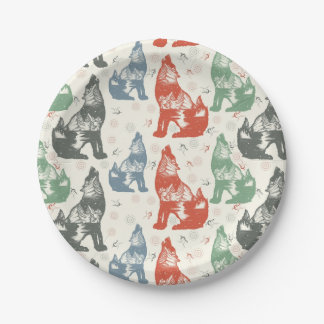 wolf seamless pattern,wolf lover paper plates