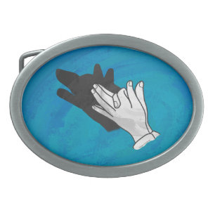 Wolf Shadow on Blue Belt Buckle