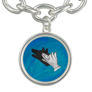 Wolf Shadow on Blue Charm Bracelet