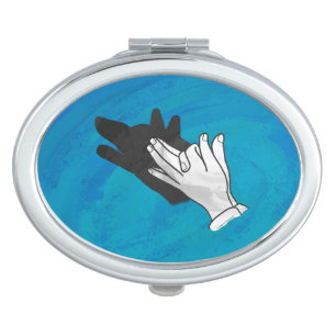 Wolf Shadow on Blue Compact Mirror