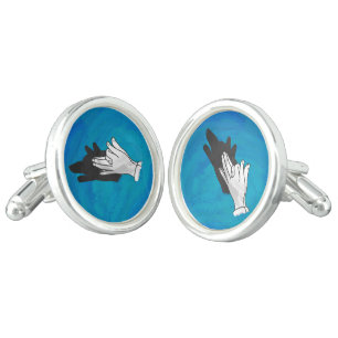 Wolf Shadow on Blue Cufflinks