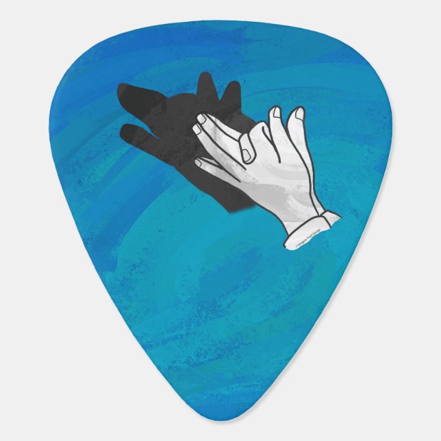 Wolf Shadow on Blue Guitar Pick (Back)