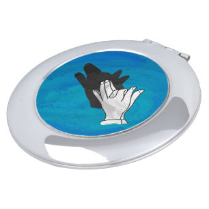 Wolf Shadow on Blue Makeup Mirror