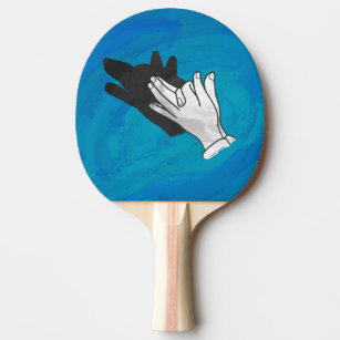 Wolf Shadow on Blue Ping-Pong Paddle