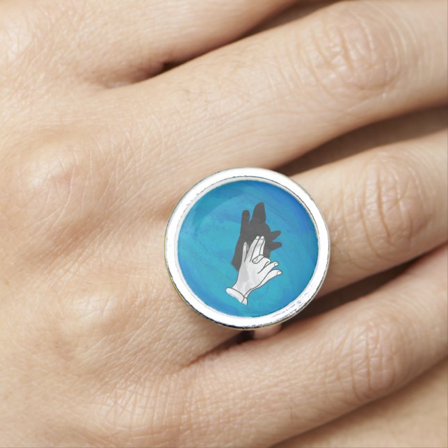 Wolf Shadow on Blue Ring (In Situ)