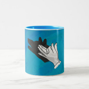 Wolf Shadow on Blue Two-Tone Coffee Mug