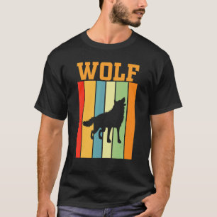 Wolf Shadow Silhouette In Retro Colors T-Shirt