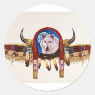 Wolf Shield Native American Classic Round Sticker