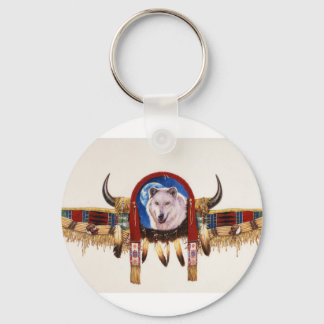 Wolf Shield Native American Keychain