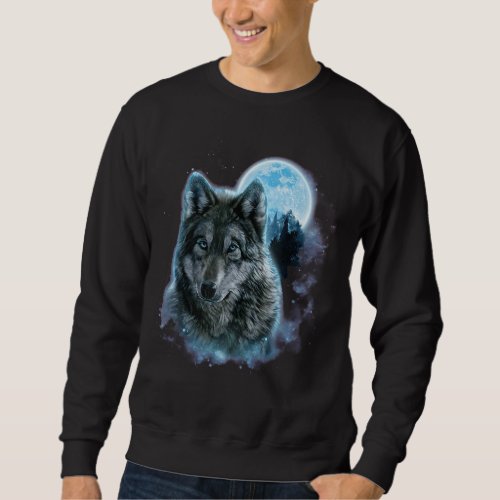 Wolf Shirt Grey Wolf Hunting Ground Icy Moon Sweatshirt