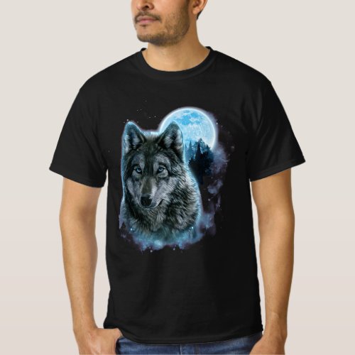 Wolf Shirt Grey Wolf Hunting Ground Icy Moon T_Shirt