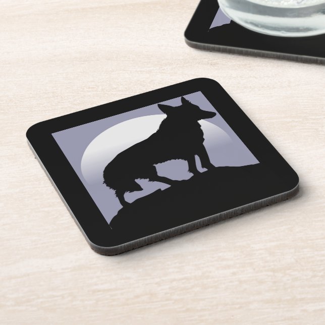 WOLF SILHOUETTE BEVERAGE COASTER (Left Side)
