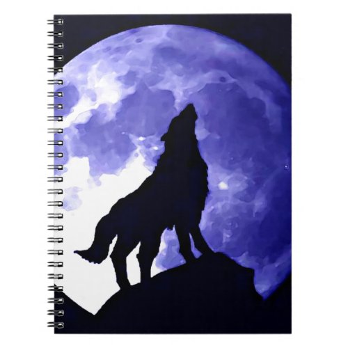 Wolf Silhouette  Full Moon Notebook