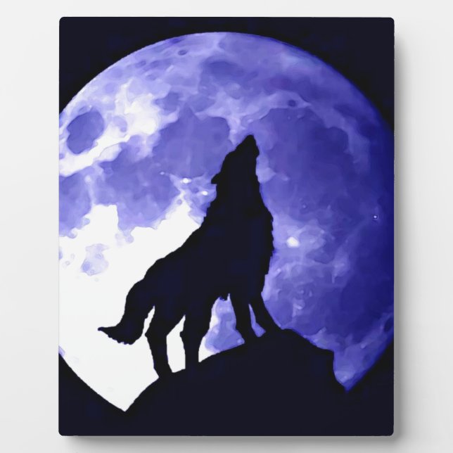 Wolf Silhouette & Full Moon Plaque (Front)