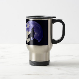 Wolf Silhouette & Full Moon Travel Mug