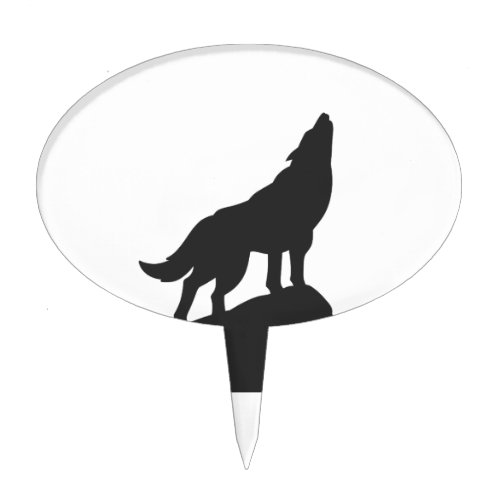 wolf silhouette howling _ Choose background color Cake Topper