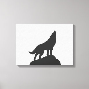 wolf silhouette howling - Choose background color Canvas Print
