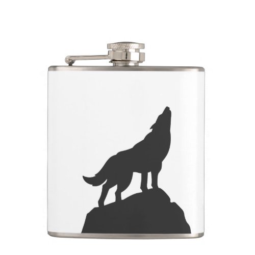 wolf silhouette howling _ Choose background color Flask