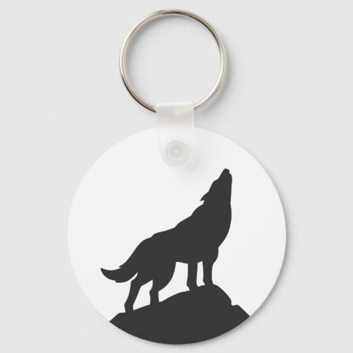 wolf silhouette howling _ Choose background color Keychain