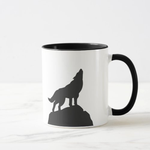 wolf silhouette howling _ Choose background color Mug