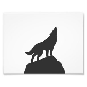 wolf silhouette howling - Choose background color Photo Print
