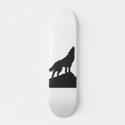 wolf silhouette howling _ Choose background color Skateboard