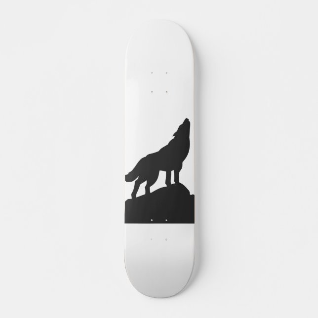 wolf silhouette howling - Choose background color Skateboard (Front)