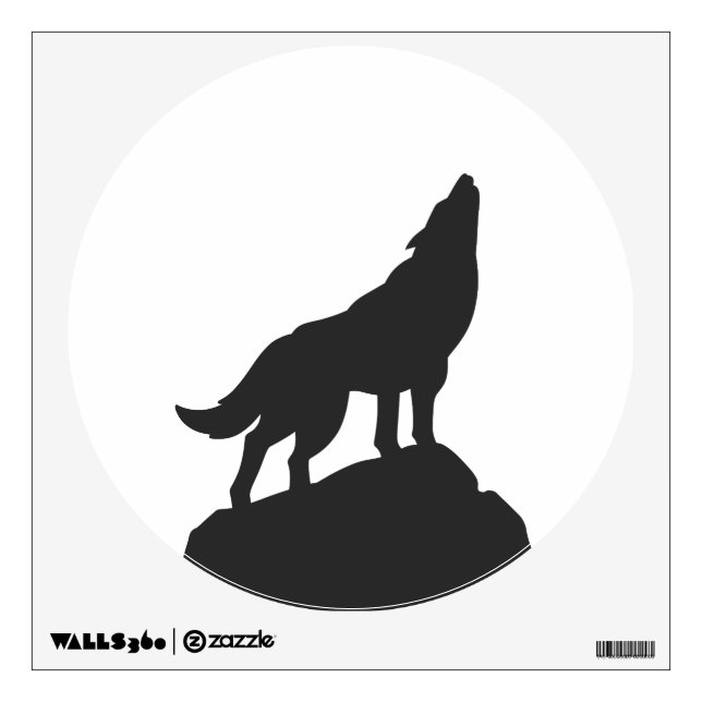 wolf silhouette howling - Choose background color Wall Decal (Front)