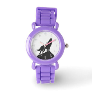 wolf silhouette howling - Choose background color Watch