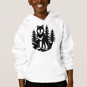 Wolf Silhouette in Forest Hoodie