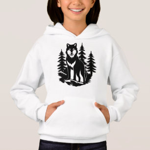 Wolf Silhouette in Forest Hoodie