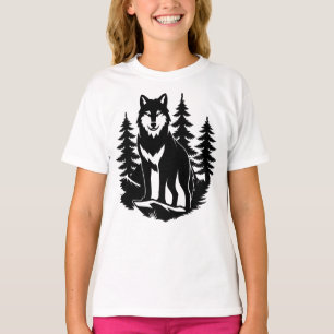 Wolf Silhouette in Forest T-Shirt