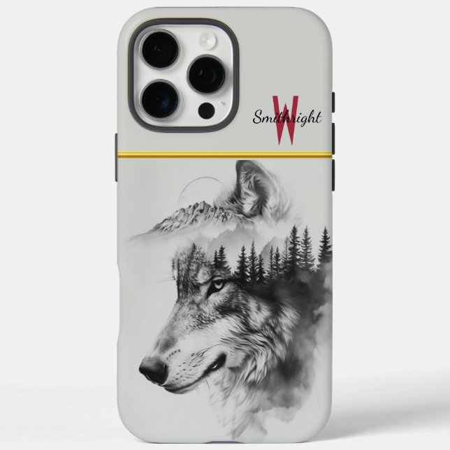 Wolf silhouette merges with mountains Case-Mate iPhone case (Back)