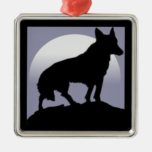 WOLF SILHOUETTE METAL ORNAMENT