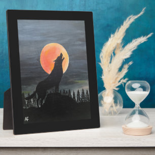 Wolf Silhouette Painting by Alfred Fox Plaque