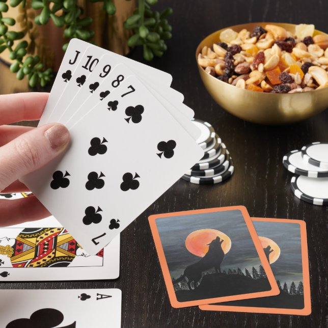 Wolf Silhouette Painting by Alfred Fox Poker Cards (In Situ)