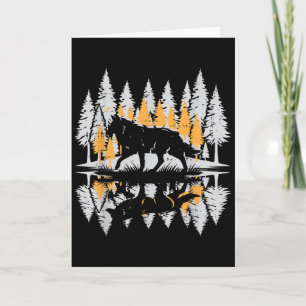 Wolf Silhouette Pine Trees Vintage Lone Alpha Wome Card