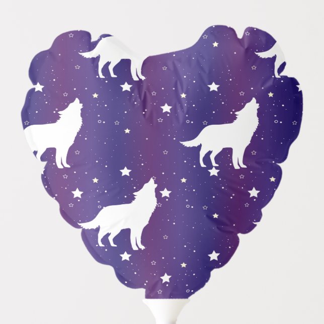 Wolf Silhouette Starry Night Galaxy Lover Universe Balloon (Front)