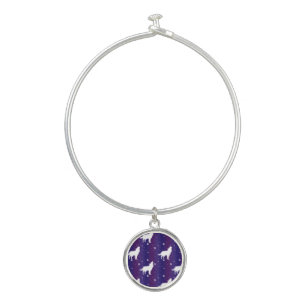 Wolf Silhouette Starry Night Galaxy Lover Universe Bangle Bracelet